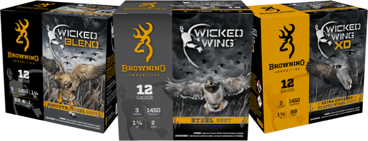 Lineup of products boxes of brands included in the 2024 Browning Waterfowl Rebate promotion